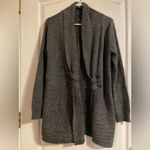 Fortune and Ivy Gray Open Front Mid Length Long Sleeve‎ Cardigan Size Medium